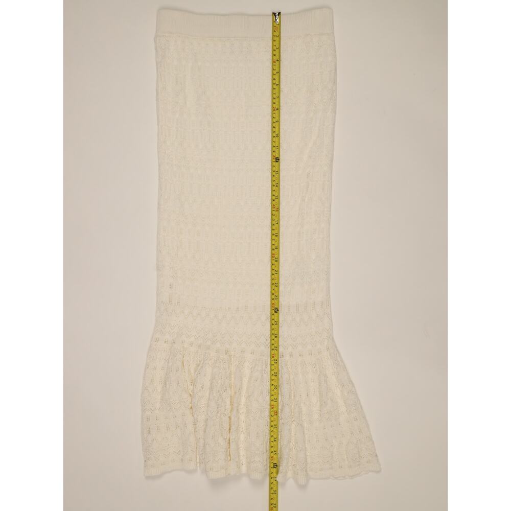 House of Harlow 1960 Ivory Crochet Knit Maxi Skirt Tiered Boho Resort Festival M - Picture 10 of 15